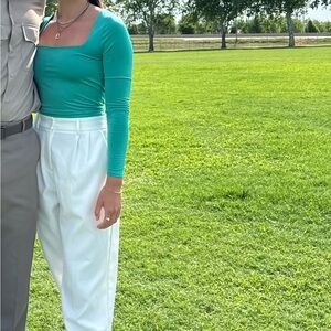 Green Square Neck Top